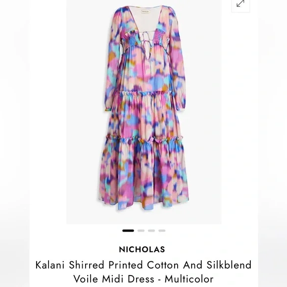 NICHOLAS | Dresses | Nicholas Kalani Shirred Printed Cotton And Silkblend  Voile Midi Dress Size 2 | Poshmark